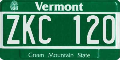 VT license plate ZKC120