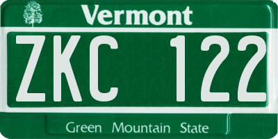 VT license plate ZKC122