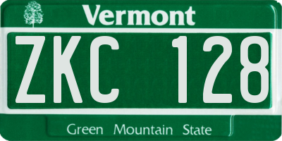 VT license plate ZKC128