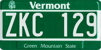 VT license plate ZKC129
