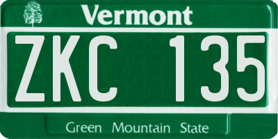 VT license plate ZKC135