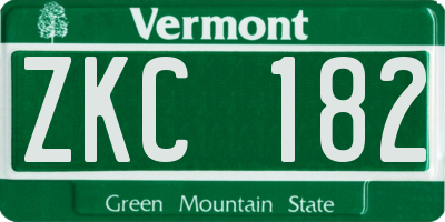 VT license plate ZKC182