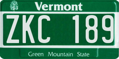 VT license plate ZKC189