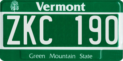 VT license plate ZKC190