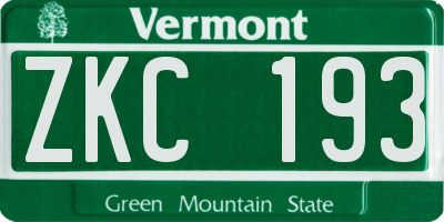 VT license plate ZKC193