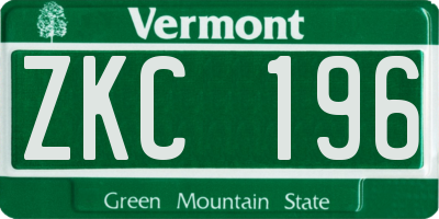 VT license plate ZKC196