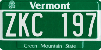 VT license plate ZKC197