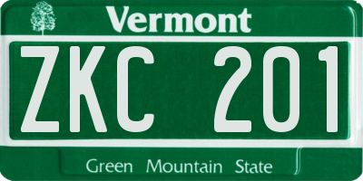 VT license plate ZKC201