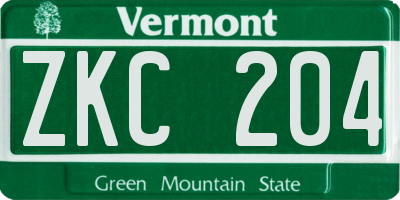 VT license plate ZKC204