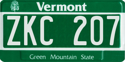 VT license plate ZKC207