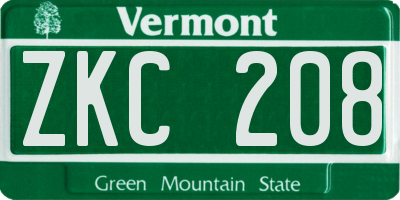 VT license plate ZKC208