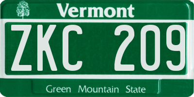 VT license plate ZKC209