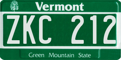 VT license plate ZKC212