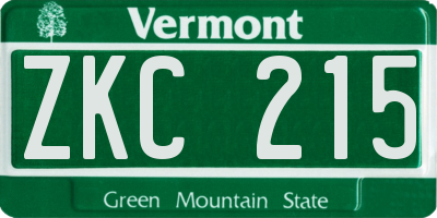 VT license plate ZKC215