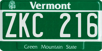VT license plate ZKC216