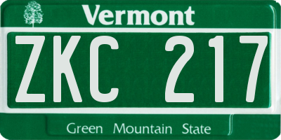 VT license plate ZKC217