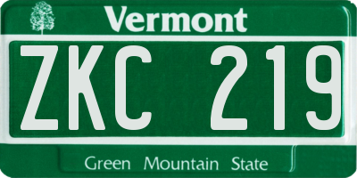 VT license plate ZKC219