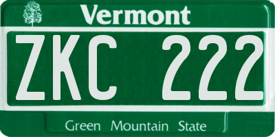 VT license plate ZKC222