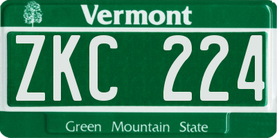 VT license plate ZKC224