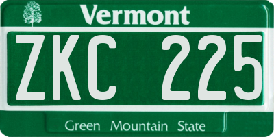 VT license plate ZKC225