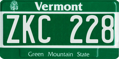 VT license plate ZKC228