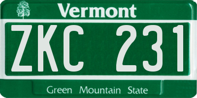 VT license plate ZKC231