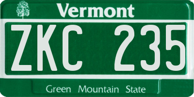 VT license plate ZKC235