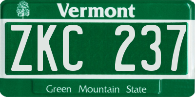 VT license plate ZKC237
