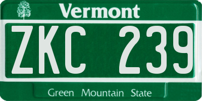 VT license plate ZKC239