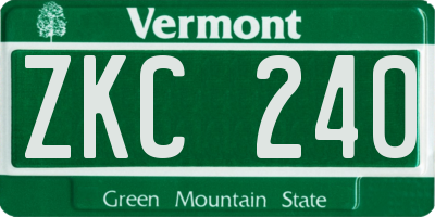 VT license plate ZKC240