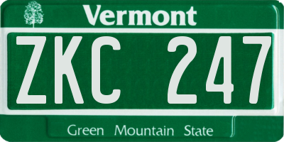 VT license plate ZKC247