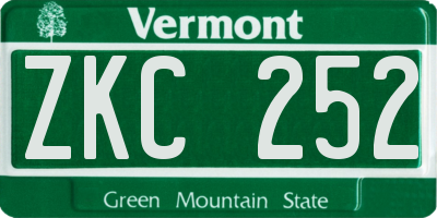 VT license plate ZKC252