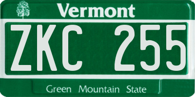 VT license plate ZKC255