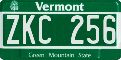 VT license plate ZKC256