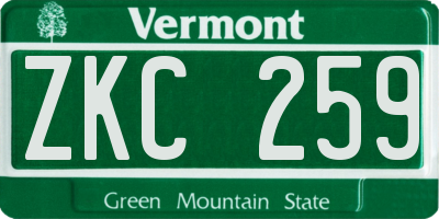 VT license plate ZKC259
