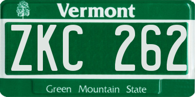 VT license plate ZKC262