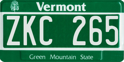 VT license plate ZKC265