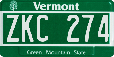 VT license plate ZKC274