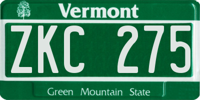 VT license plate ZKC275