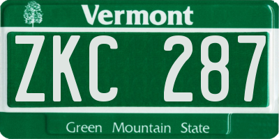 VT license plate ZKC287