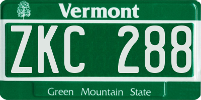 VT license plate ZKC288