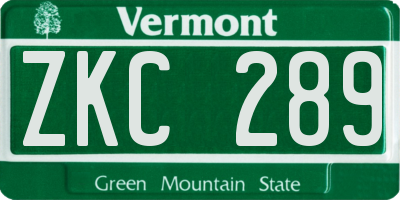 VT license plate ZKC289