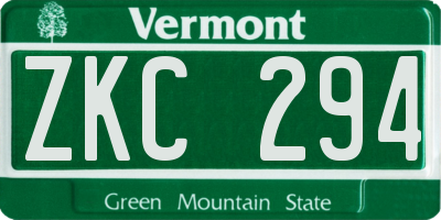 VT license plate ZKC294
