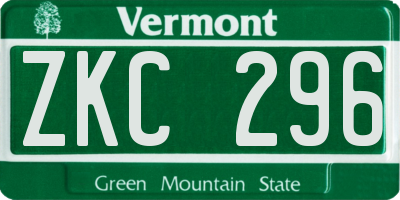 VT license plate ZKC296