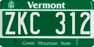 VT license plate ZKC312