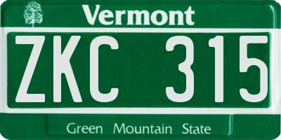 VT license plate ZKC315