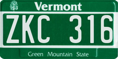 VT license plate ZKC316