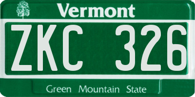 VT license plate ZKC326