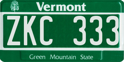 VT license plate ZKC333