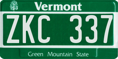 VT license plate ZKC337